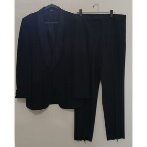 Tuxedo Mens 46L Black 2 Piece Suit Vintage Formal After Six USA Made #661